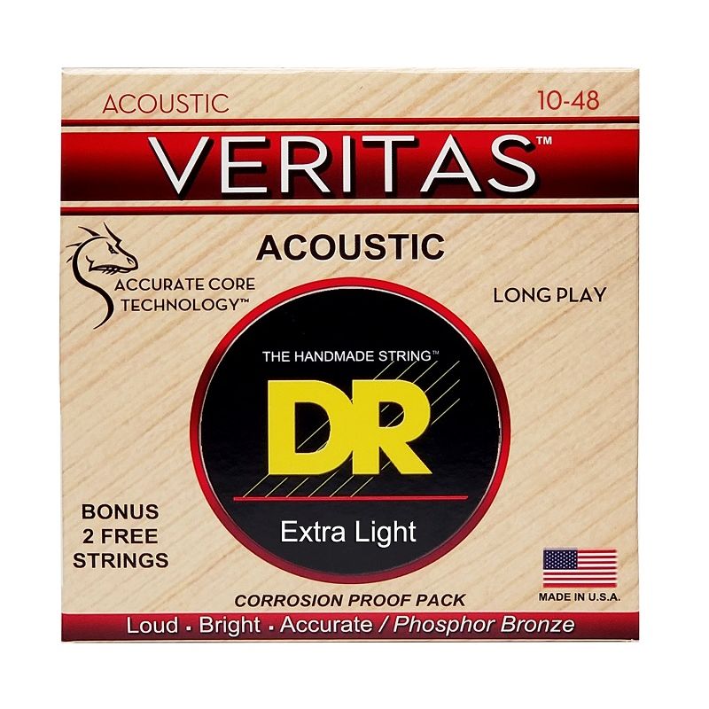 Набор струн DR Strings VERITAS Coated Core Acoustic Guitar Strings - Extra Light (10-48)